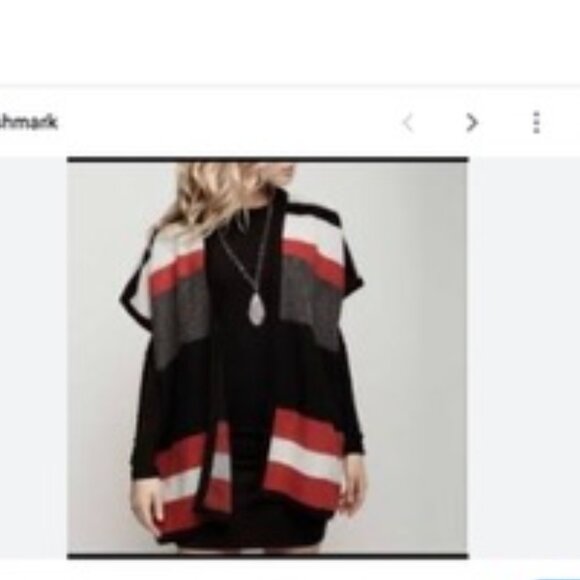 Red 23 Womens Striped Open Front Wool Blend Poncho Cardigan One Size USA - Picture 6 of 6